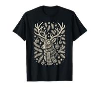 Woodland Xmas Reindeer Folk Art Winter Holiday Christmas T-Shirt