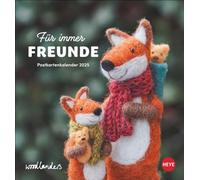 Woodlanders: Für immer Freunde Postkartenkalender 2025: Die süßen Filzfiguren als Foto-Kalender zum Aufstellen mit schönen Freundschaftssprüchen. Monatskalender im Format 16 x 17 cm