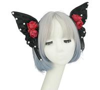 Woodlands Headpiece with Crystal Pearls | Butterfly Veil Hair Accessory with Baroques Pearls for Gothic Role Play Head Accessory Costume Parties