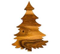 WOODLERY Organic Acacia Wood Cutting Board for kitchen Chopping and Butcher Block Cheese, Vegetables, Fruit and Salad (Leafy Christmas Tree Board 13"L x 10"W)