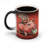 woodlogic A Piggy Bank Color Changing Mugs Hand Putting A Dollar in The Top Heat Changing Ceramic Coffee Mug Novelty Tea Cup Funny Water Cup for Home Office 11OZ