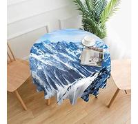 woodlogic Alps Mountains in Switzerland Round Tablecloth 60 Inch Aerial View of The Mountain Tops in Snow Table Cover for Outdoor and Indoor Dining/Kitchen/Party/Buffet/Wedding