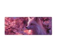 woodlogic Cherry Blossom Fox Gaming Mouse Pad Non-Slip Rubber Base Large Mousepad with Stitched Edges,Waterproof Washable Mouse Mat for Desk Home Office Gaming 12x31.5in