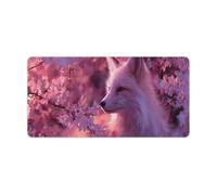 woodlogic Cherry Blossom Fox Gaming Mouse Pad Non-Slip Rubber Base Large Mousepad with Stitched Edges,Waterproof Washable Mouse Mat for Desk Home Office Gaming 23.6"x11.8"
