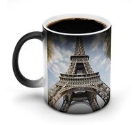 woodlogic Eiffel Tower French Paris Monument Coffee Mug Heat Sensitive Discoloration Ceramic Cup Personalized Color Changing Coffee Cups Unique Cup Gift for Family Birthday Aniversary