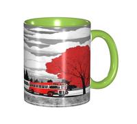 woodlogic Funny Red London Street Coffee Mug - 11oz Two Tone Color Ceramic Cup with 3D Pattern Cute Gifts for Men, Women, Office, Work