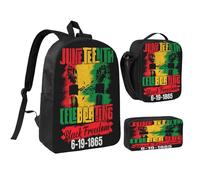 woodlogic Juneteenth Celebrating Black Freedom 1865 17 Inch Backpack Sets Lunch Bag Lightweight Daypack for Men Women 3Pcs