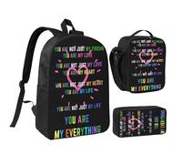 woodlogic LGBT Rainbow Gay You are my everything pride day 17 Inch Backpack Sets Lunch Bag Lightweight Daypack for Men Women 3Pcs