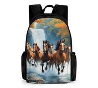 woodlogic Lightweight Backpack for Gym Travel Bicycle - Big Capacity Multipurpose Anti-Theft Carry On Bag, Wild Animal Horses Running In River Water Horse Travel Hiking Bag & Day Pack