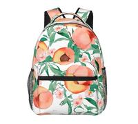 woodlogic Lightweight Backpack for Gym Travel Bicycle - Big Capacity Multipurpose Anti-Theft Carry On Bag, Watercolor Peach Leaves Flowers Art Travel Hiking Bag & Day Pack