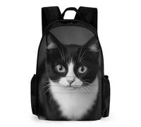 woodlogic Lightweight Backpack for Gym Travel Bicycle - Big Capacity Multipurpose Anti-Theft Carry On Bag, Black White Cat Travel Hiking Bag & Day Pack