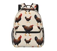 woodlogic Lightweight Backpack for Gym Travel Bicycle - Big Capacity Multipurpose Anti-Theft Carry On Bag, Chicken Rooster Art Travel Hiking Bag & Day Pack