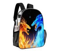 woodlogic Lightweight Backpack for Gym Travel Bicycle - Big Capacity Multipurpose Transparent Carry On Bag, Red Blue Ice Fire Flame Dragon Travel Hiking Bag & Day Pack