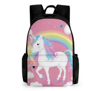 woodlogic Lightweight Daypack for Camping Business Walking Cycling - Large Capacity Anti-Theft Multipurpose Bookbag, Rainbow Cloud Pink Unicorns Cute Gym Outdoor Hiking Backpack