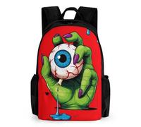 woodlogic Lightweight Rucksacks for Camping Picnic Walking Cycling - Large Capacity Multipurpose Anti-Theft Carry On Bag, Abstract Zombie Eyeball Green Hand Red Art Travel Hiking & Camping Rucksack