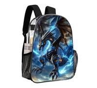 woodlogic Men & Women Transparent Cool Blue Lightnings Dragon Art Backpack Large Capacity Bookbag With Smooth Zippers for Climbing Picnic Bicycle