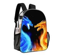 woodlogic Men Women Transparent Ice Blue And Red Fire Flame Dragon Daypack Big Capacity Shoulder Bag With Adjustable Shoulder Straps for Camping Travel Walking Cycling