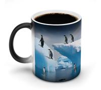 woodlogic Penguins On The Iceberg Coffee Mug Heat Sensitive Discoloration Ceramic Cup Personalized Color Changing Coffee Cups Unique Cup Gift for Family Birthday Aniversary