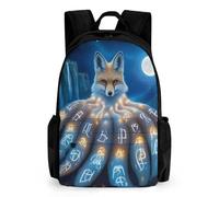 woodlogic Polyester Daypack Backpack for Trekking Picnic Walking Cycling - Large Capacity Anti-Theft Multipurpose Shoulder Bag, Magical Nine Tailed Fox Art Casual Daypack