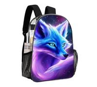woodlogic Purple Blue Fox Galaxy Starry Sky Daypack Transparent Anti-Theft Multipurpose Bookbag Big Capacity Gym Outdoor Hiking Backpack With Adjustable Shoulder Straps