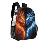 woodlogic Red Blue Ice Fire Flame Dragon Rucksack Transparent Anti-Theft Multipurpose Bookbag Big Capacity Travel and Sport Backpack Rucksack With Side Pockets