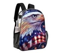 woodlogic Red White Blue Art Eagle Print Rucksack Transparent Anti-Theft Multipurpose Bookbag Big Capacity Travel and Sport Backpack Rucksack With Side Pockets