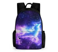 woodlogic Rucksacks Multipurpose Anti-Theft Big Capacity Bookbag - Purple Blue Galaxy Fox Art Travel Hiking & Camping Rucksack With Padded Straps
