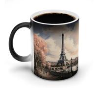 woodlogic Vintage Style Eiffel Tower Paris Coffee Mug Heat Sensitive Discoloration Ceramic Cup Personalized Color Changing Coffee Cups Unique Cup Gift for Family Birthday Aniversary