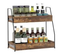 woodluv 2-Tier Spice Rack Organiser, Countertop Storage Kitchen Racks and Holders, Free Standing Kitchen Spice Rack