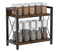 woodluv 2-Tier Spice Rack Organiser, Kitchen Countertop Free-Standing Spice Racks and Holders Storage - Multipurpose