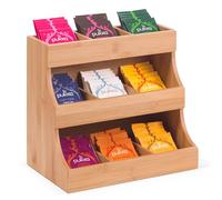 woodluv 3-tier Bamboo Tea Bag Organizer, Tier Storage Organizer for Teabags, Tea Bag Storage Caddy 27 x 17.5 x 24 cm