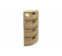 Woodluv 4 Drawer Seagrass Storage Bathroom Bedroom Tidy Basket Cabinet