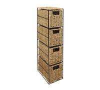 Woodluv 4 Drawer Seagrass Tower Storage Unit- Bedroom/bathroom/home/office