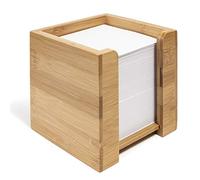 woodluv Bamboo Cube Memo Pad Dispenser Holder with Square Paper Memo Notes Pad - 10.5 x 10.5 x 10.5cm (Paper Inluded)