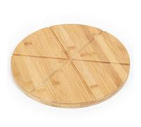 Woodluv Bamboo Pizza Cake Serving Cutting Platter Board, 13" (30cm) 6 Sections Wooden Snack Canape Platter