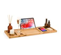 Woodluv Bath Tray Bath Caddy for Bathtub With Slot For iPad, Kindle,Towel, Candle, Phone, Wine Glass Holder or Soap, Bath Table Tray Over tub Bathroom Accessories