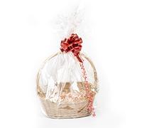 Woodluv Create Your Own Round Wicker Gift Hamper Basket With Handle For Christmas Presents, Christening, Wedding, Baby Shower, Valentine day or Birthday Gift