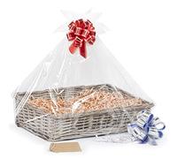 Woodluv Create Your Own - Wicker Gift Hamper Basket Kit Christmas Presents, Christening, Wedding, Baby Shower or Birthday Gift - Grey