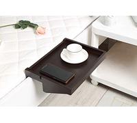 woodluv Eco Friendly 100% Bamboo Clip-on Bed Side shelf Table Tray, Walnut - 33 x 25 x 8.5 cms