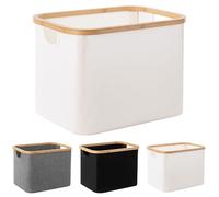 Woodluv Foldable Laundry Baskets, 36L Laundry Hamper, Foldable Thin Dirty Clothes Hamper for Laundry Collapsible Bin for Bathroom Bedroom, Beige