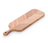 woodluv Herringbone Acacia Wood Serving Board Platter with Handle, Chopping Cutting Board, Cheese, Antipasti Charcuterie Boards 41 x 12 x 1.5 cm