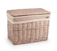 Woodluv Medium Rectangular Handwoven Wicker Storage Trunk With Lining, 49 x 28 x 36 cm (L/W/H)