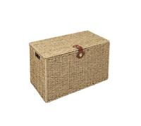 Woodluv Natural Seagrass Lidded Trunk, Toy Box Chest, Storage Basket, Handwoven Organiser - Small