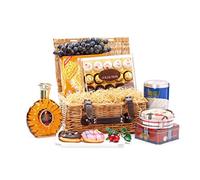 Woodluv Natural Wicker Hamper Basket, Xmas, Wedding, Anniversary Birthday Mothers Day Christmas Medium