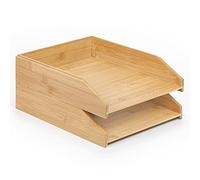 Woodluv Pack of 2 Stackable Letter Tray Desk Organiser, Document Tray, Document Storage A4 Filing Paper Organiser Desk Tidy