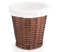 woodluv Round Wicker Willow Storage Basket W/Linning Waste Paper Bin