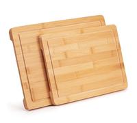 Woodluv Set of 2 Wooden Chopping Board Cutting Board - Strong, Durable & Hard Wearing Serving Chopping Board with Juice Grooves
