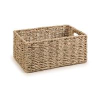 Woodluv Storage Baskets for Shelves, Woven Seagrass Hamper Gift Basket Bathroom, Bedroom, Storage Organiser Toys Shelf Basket, Medium