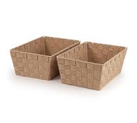 Woodluv Storage Baskets Set of 2, Gift Hamper Basket Bathroom Storage Basket for Shelves, Wardrobe Organiser Toys Tidy Baskets, Beige