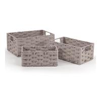 Woodluv Storage Baskets Set of 3, Gift Hamper Basket Bathroom Storage Basket for Shelves, Wardrobe Organiser Toys Tidy Baskets, Grey